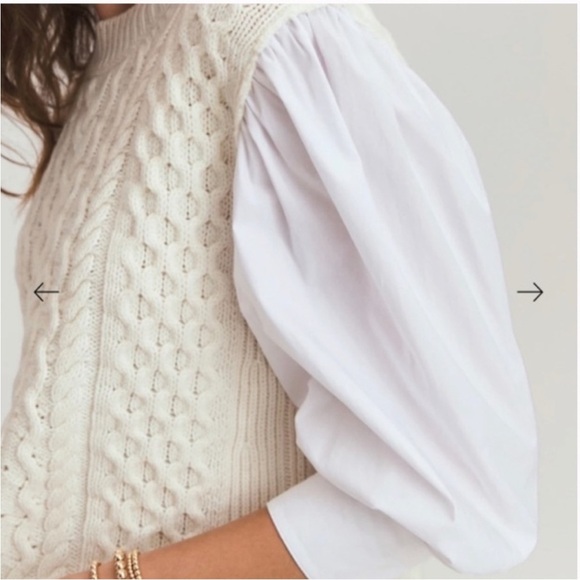 Something Navy
Women's White Poplin Sleeve Wool-blend Sweater - Picture 4 of 11